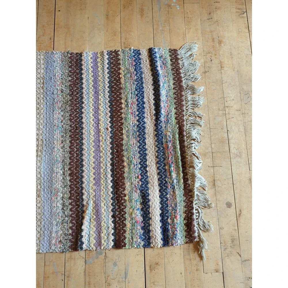 Antique Imported Swedish Hand Made Rag Rug Runner (25